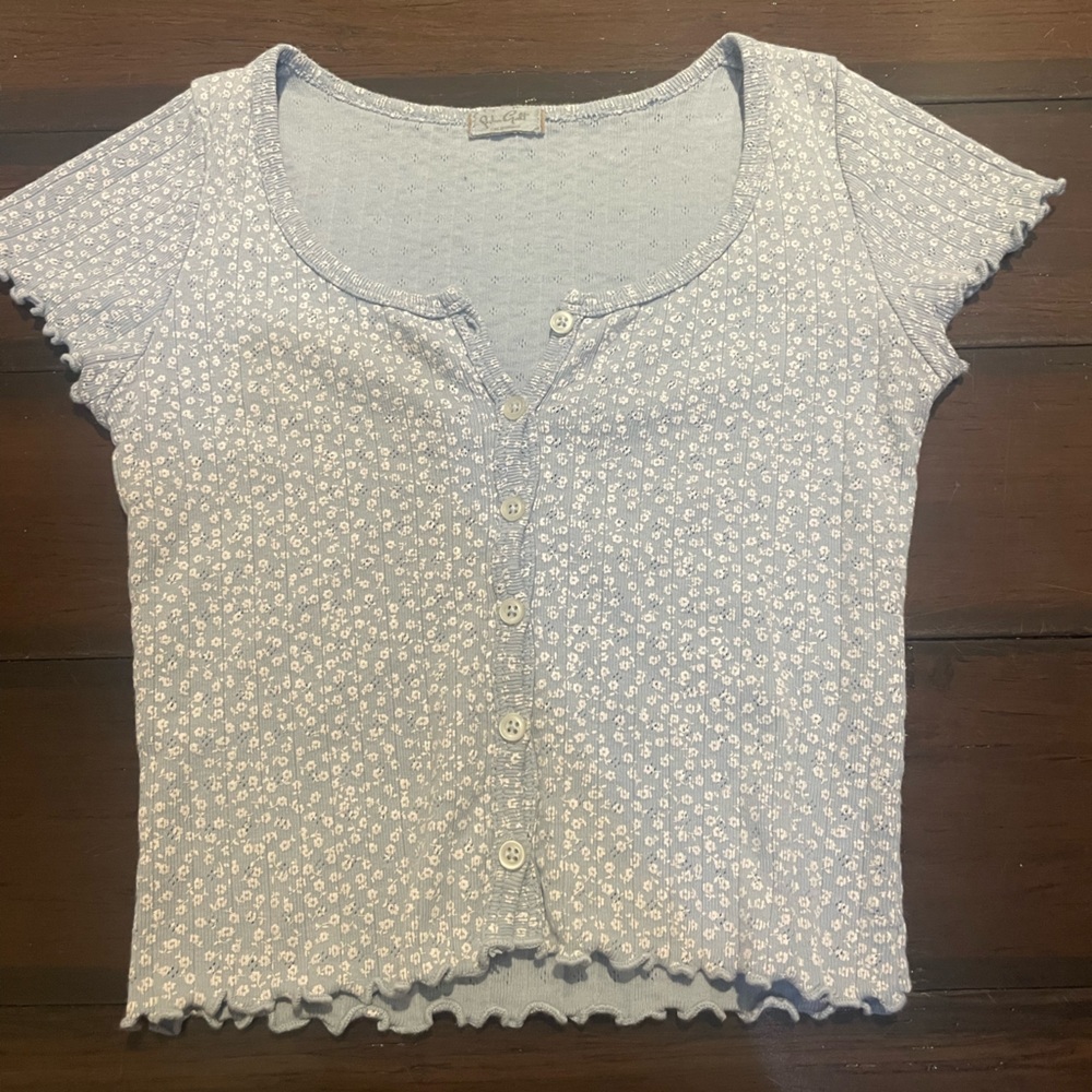 john galt blue button top